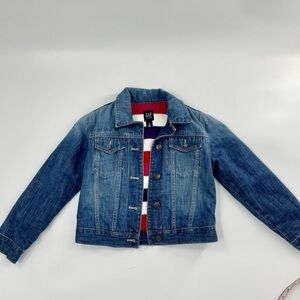 Gap‎ Kids Vintage Classic Stripe Lambswool Sweater Lined Denim Jean Jacket